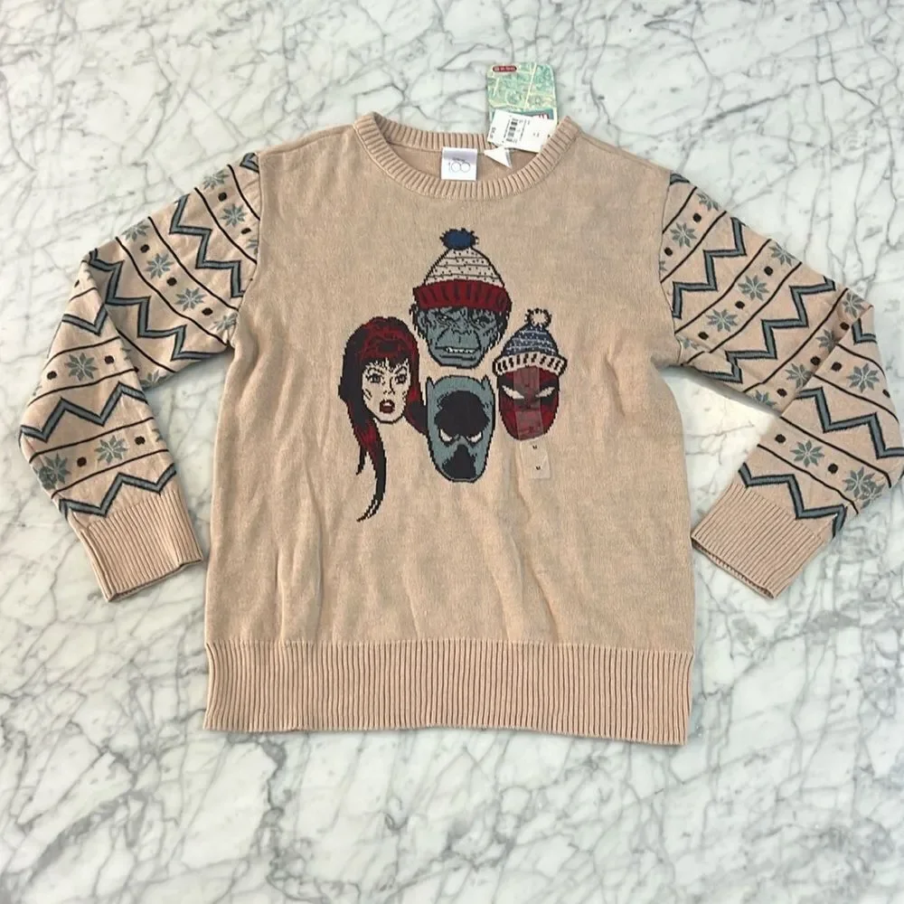 Marvel Spiderman Hulk Ugly Christmas Sweater Kids Boys Size Youth M NWT